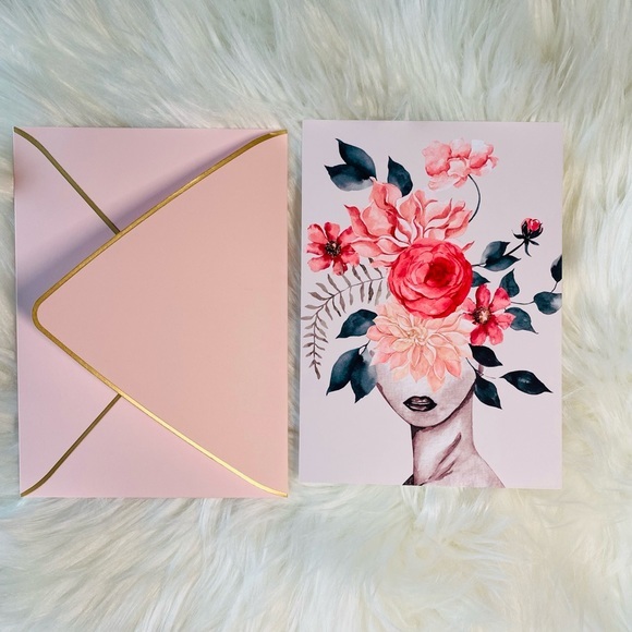 Set of Five Floral Women Elegant Greeting Cards & Luxury Envelo… - Picture 8 of 16